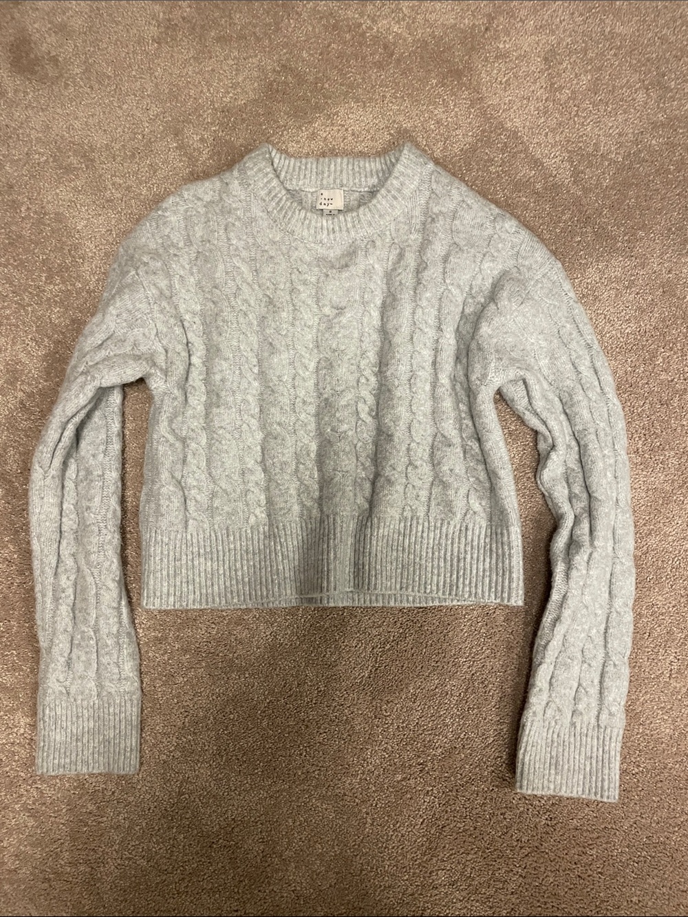 a new day Cozy Cable Knit Crop Sweater - Light Gray